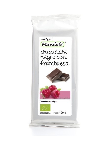 Chocolate negro con Frambuesas (65% cacao) tableta